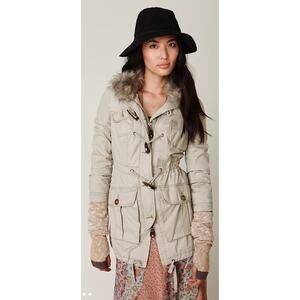 Free People Sweater Lined Parka Cotton Chore Jacket Toggle Buttons Womens XS